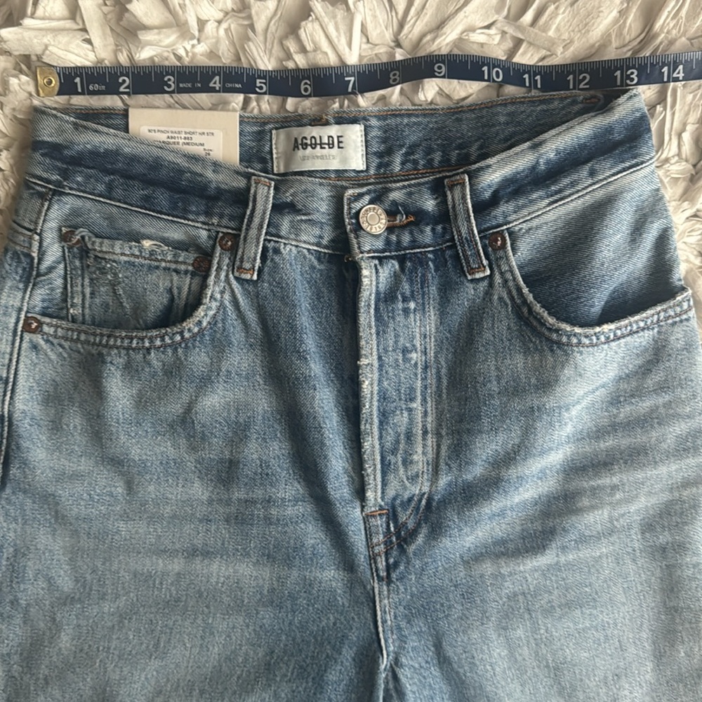 Agolde 90s Shorts, Light Wash High-Rise Denim Bermuda, Size 26 - Picture 10 of 14